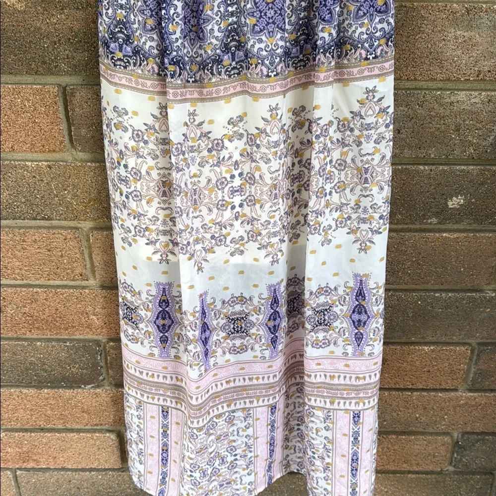 by & by White and Gray Sleeveless Halter Maxi Dress Size 8